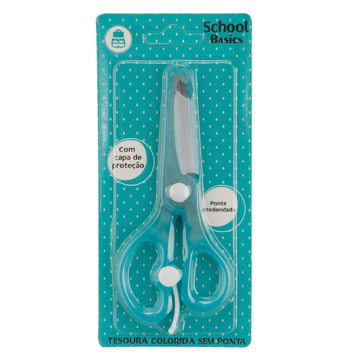 Tesoura Escolar Pequena com Capa e Mola - School Basics