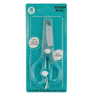 Tesoura Escolar Pequena com Capa e Mola - School Basics