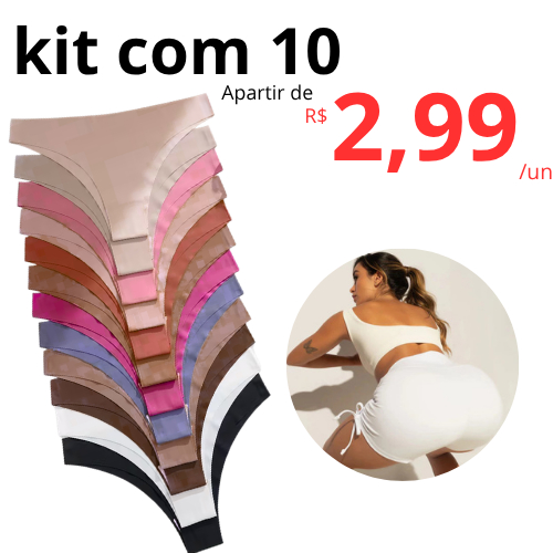 Kit 10 OU 5 Calcinha Sem Costura Tanga Corte a Laser Lingerie Conforto MODA INTIMA FEMININA