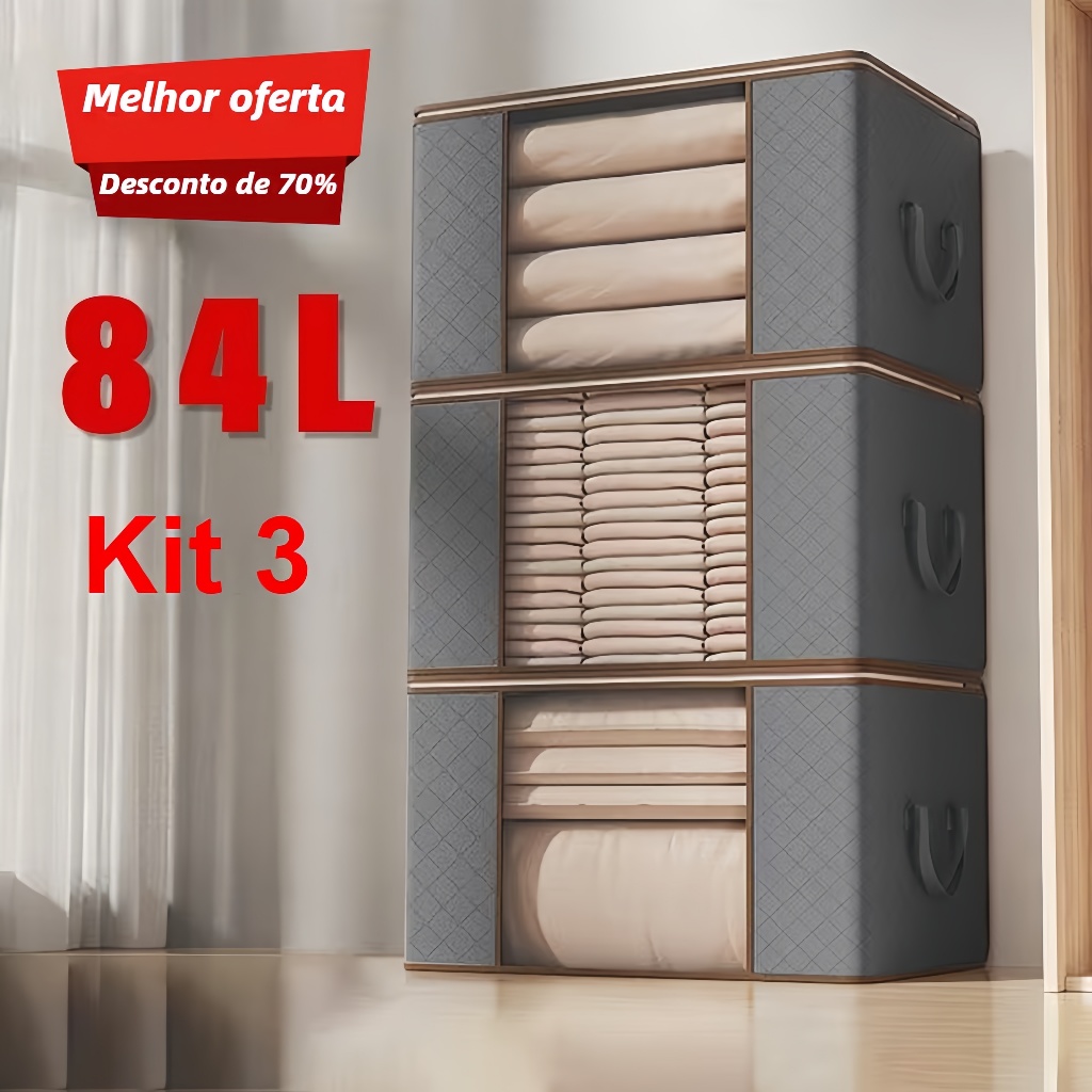 Kit 3/6 Sacos de Armazenamento | Roupas Guarda-Roupa Closet Anti Poeira Umidade Insetos Dobrável Multiuso