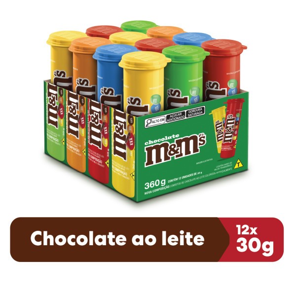 Chocolate M&M'S Ao Leite Tubo 12 Unidades de 30g
