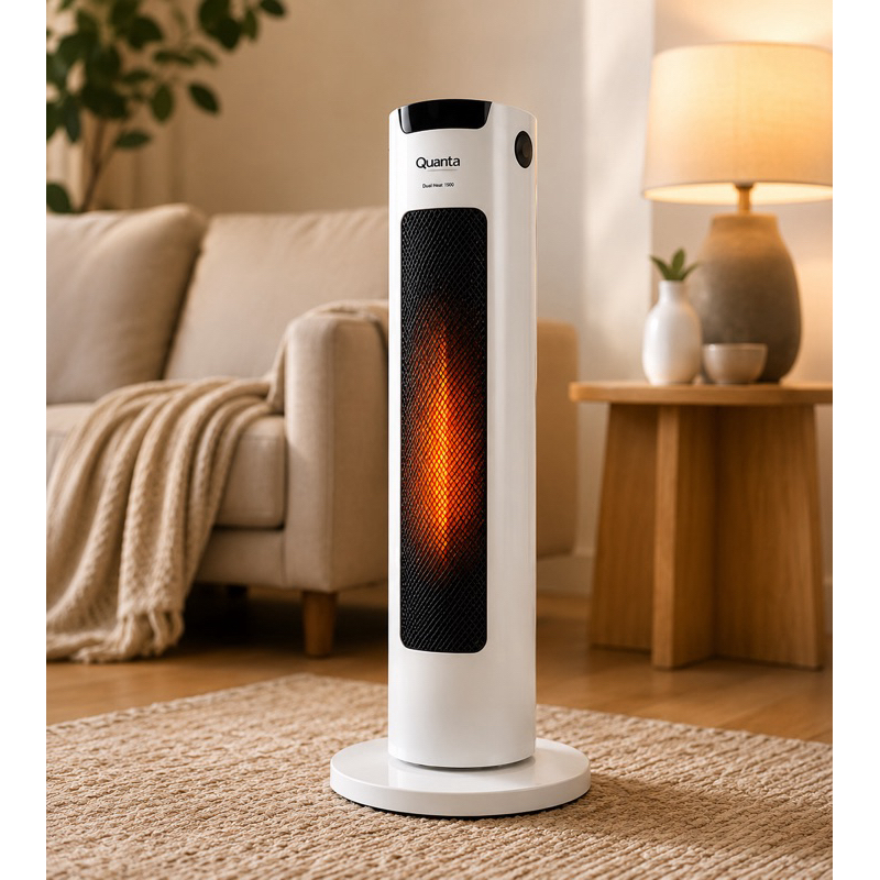 Aquecedor Elétrico Torre 220V  1500W Portátil Quanta DuoFlow 18 Proteção Contra Queda e Superaquecimento