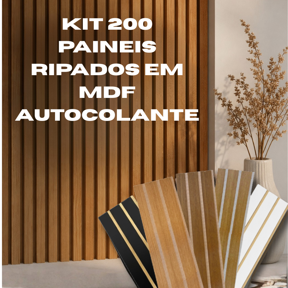 Kit com até 200 Placas Ripadas Autocolantes com Relevo em MDF Premium
