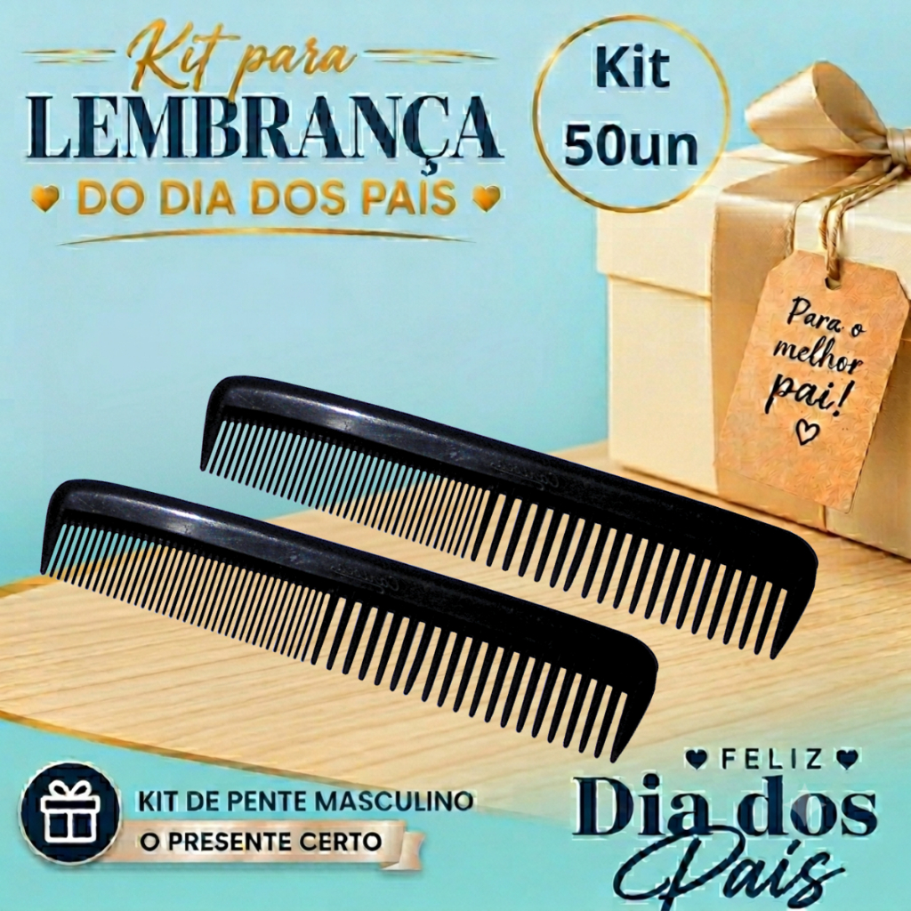 Kit 50 un Pente Masculino Preto de Bolso INQUEBRÁVEL Cabelo e barba Ótimo custo beneficio