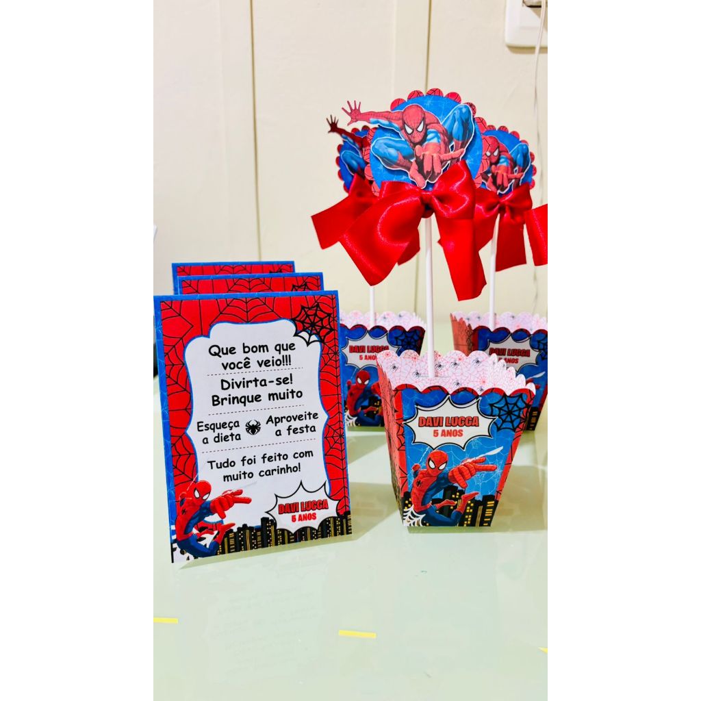 Kit Centro de Mesa HOMEM ARANHA | Personalizado | Enfeite Cachepô Plaquinha | Decoração Festa |ENVIO RÁPIDO