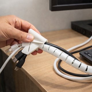 Organizador de Fios e Cabos com Aplicador 1M 2M Preto Branco