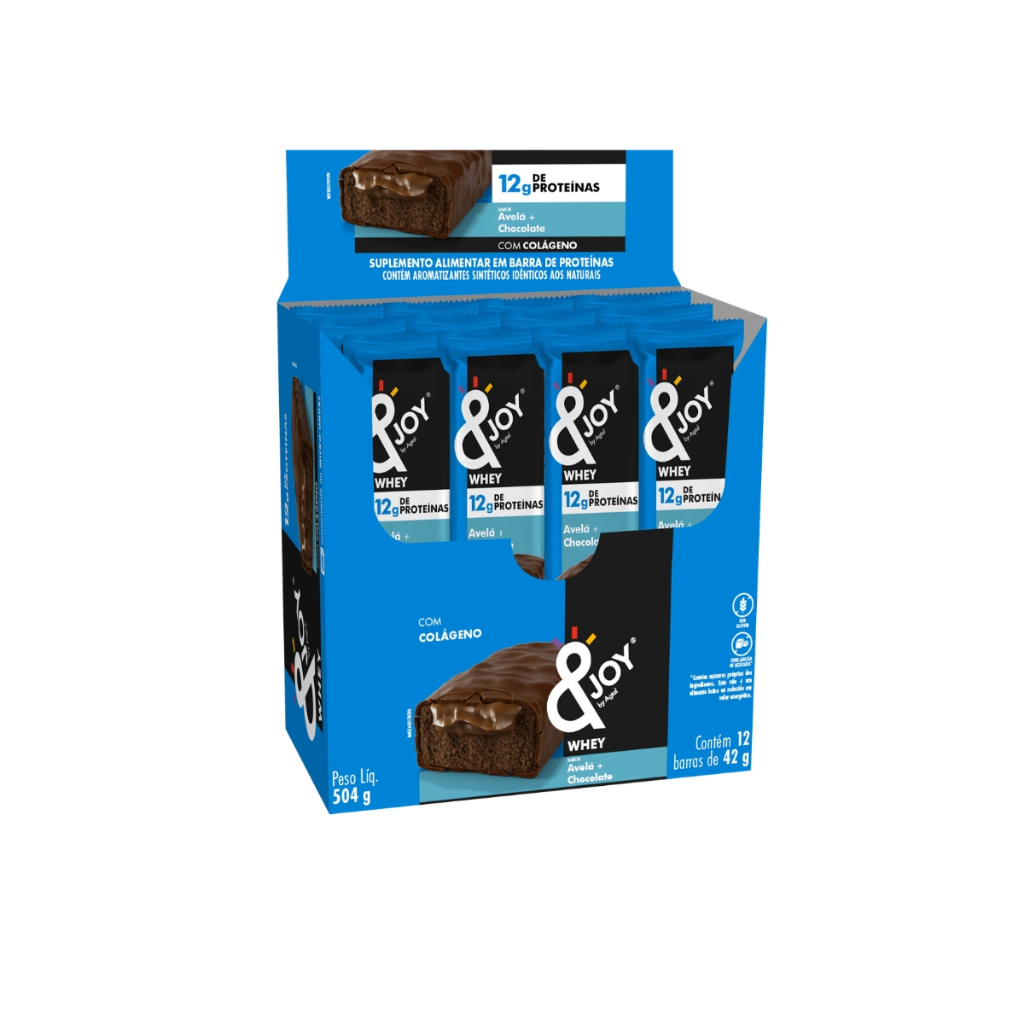 Caixa 12un Barra Enjoy Proteína 42G Whey Avelã E Chocolate