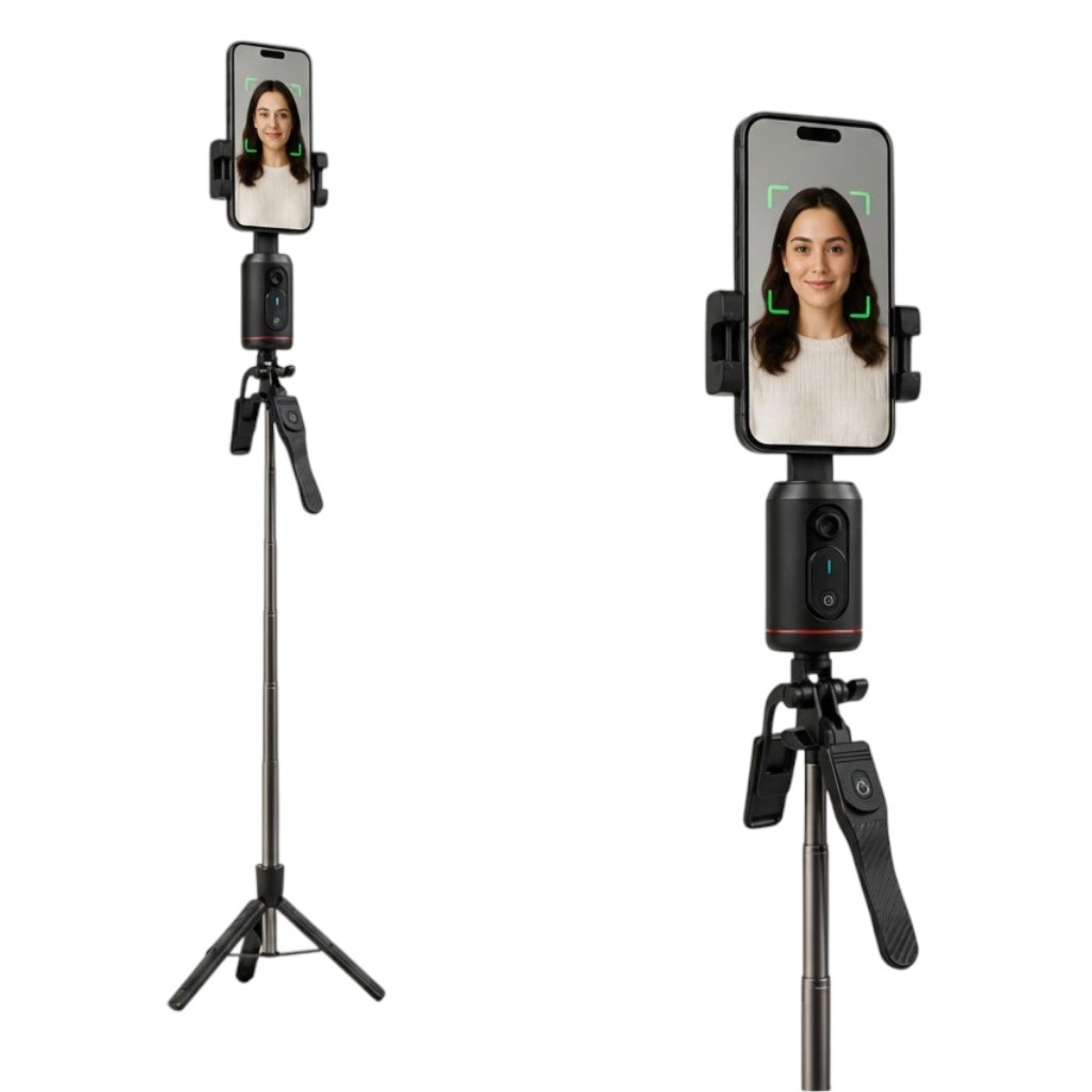 Tripé Suporte Celular Giratório Inteligente Automático 1,7m Gimbal c/ Sensor Movimento Estabilizador