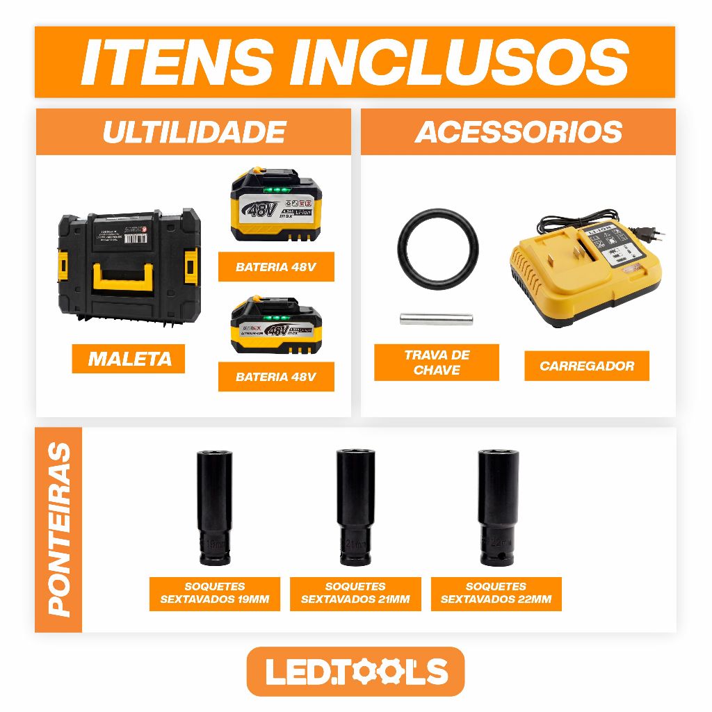 Parafusadeira Furadeira De Impacto 2 Baterias Lítio 48v Sem Escovas Bivolt Led E Maleta Completa · foto 2