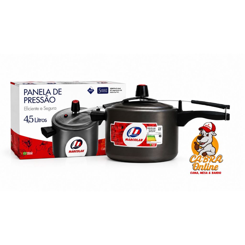PANELA PRESSÃO ANTIADERENTE 5CAMADAS TEFLON MARCOLAR ,EFICIENTE E SEGUARA 3-10 LITROS.