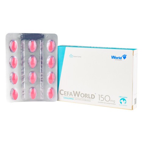 Cefaworld Cefalexina 150 mg Cães e Gatos - Cartela 12 Comp.