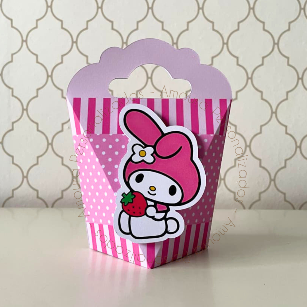CAIXA TRIANGULOVE PERSONALIZADA PARA LEMBRANCINHAS MY MELODY |CAIXINHA| FESTA|ANIVERSARIO|DECORAÇÃO