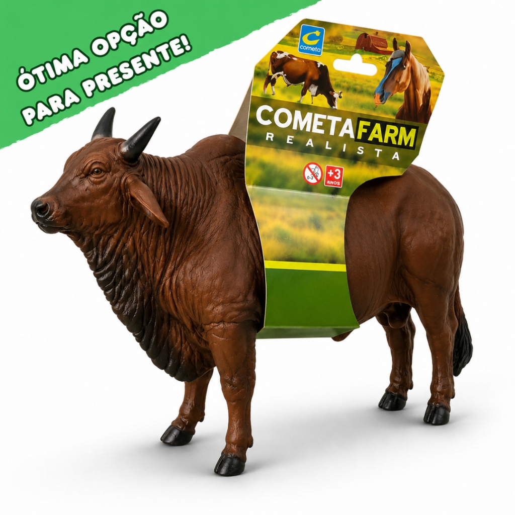 Brinquedo Boi Touro Marrom Nova Coleção Farm Animais Da Fazenda Realista Fazendinha Feliz