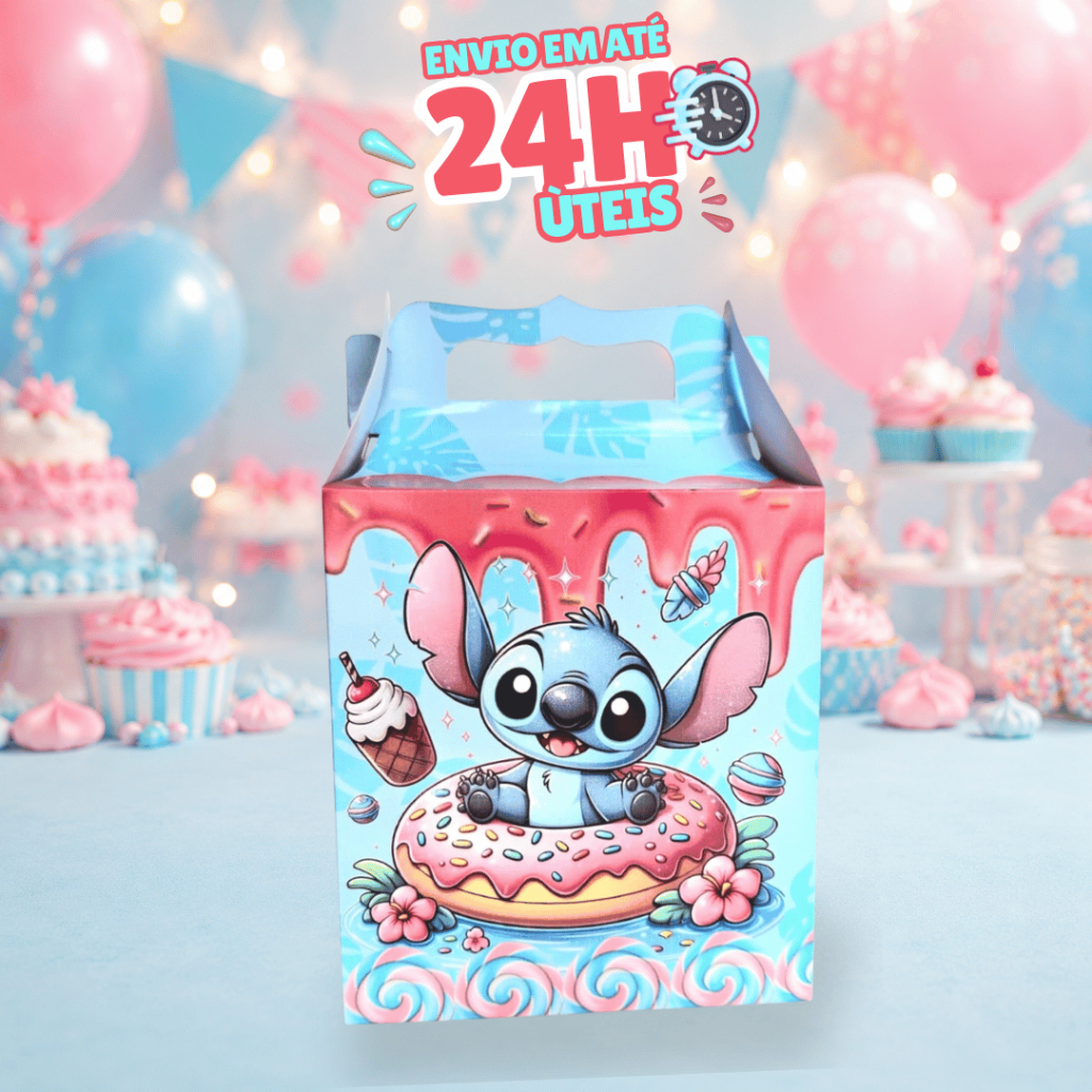 Kit Maletinha Surpresa Personalizada Stitch Lembrancinha Festa Aniversario Pegue e Monte