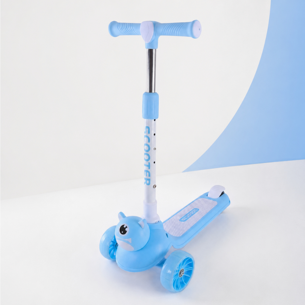 Patinete infantil com 3 rodas, luz LED e freio ajustável para meninos e meninas
