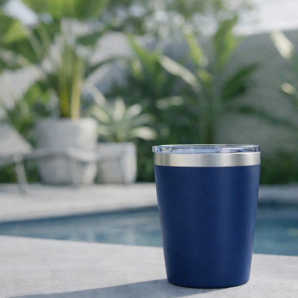 Mini Copo Térmico Inox 260ml com Tampa – Portátil para Café, Chá e Bebidas Geladas