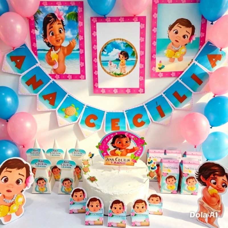 kit completo festa Moana baby personalizados
