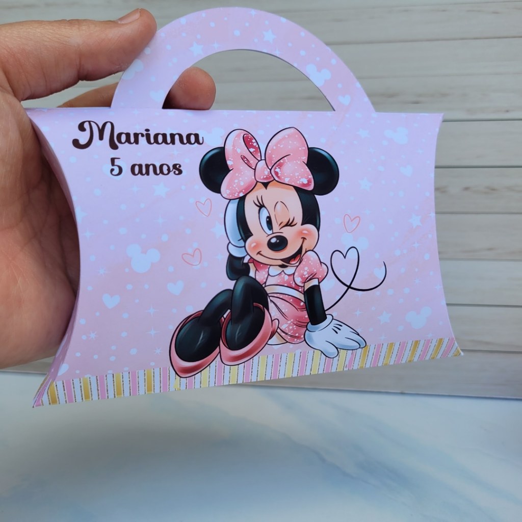 Caixinha Maletinha Personalizada Minnie Rosa Lembrancinha Aniversário Infantil