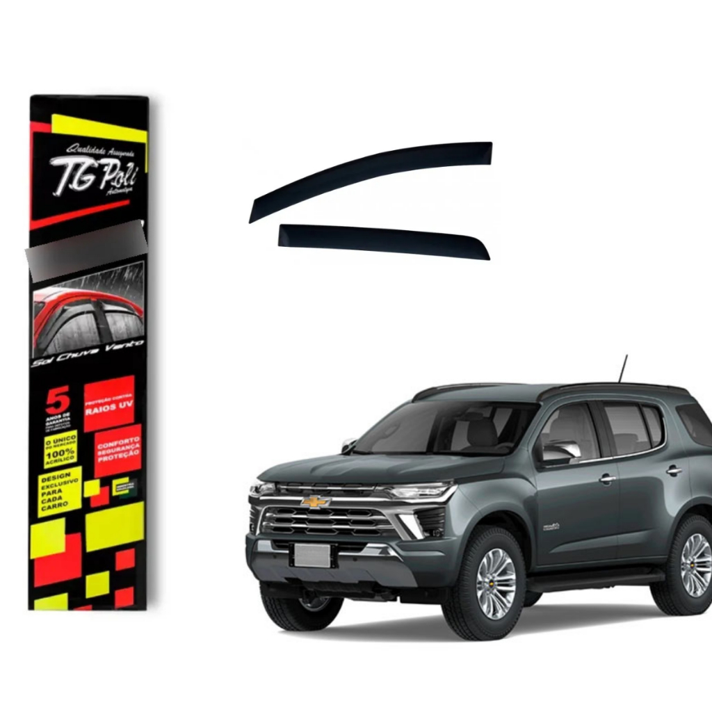 Calha de Chuva Chevrolet Trailblazer 2012 a 2026 TG Poli Defletor 4 portas Protetor Janelas Fumê