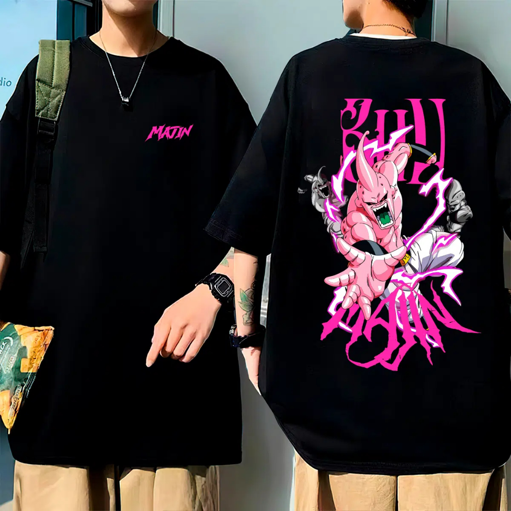 Camiseta Premium em Algodão Puro GXG Camiseta Oversized Streetwear ANIME Majin Boo Masculina 100% Algodão 30.1 top