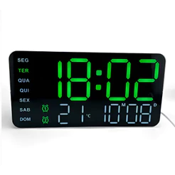 Relógio Digital de Mesa Com LED De Parede Despertador Calendário Alarme Data Temperatura Casa Academia KAPBOM