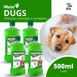 Kit 4 Shampoo Antiparasitário World Veterinária Dug's para Cães - 500ml