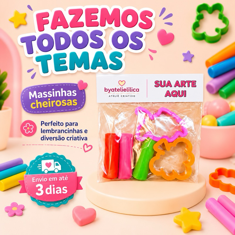 30 KIT MASSINHA *QUALQUER TEMA* LEMBRANCINHA PERSONALIZADA ANIVERSÁRIO