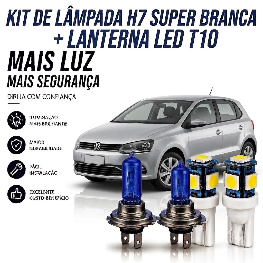 Lâmpada farol BAIXO - SUPER BRANCA POLO 2007 ATÉ 2014
