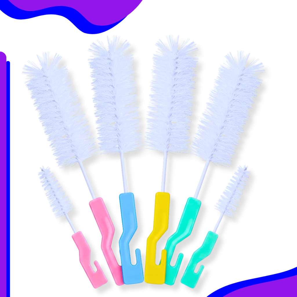 Kit Escovas Para Lavar Louça, Copo, Garrafa, Mamadeira, Canudo e Bico Espessuras Fina Média e Grossa
