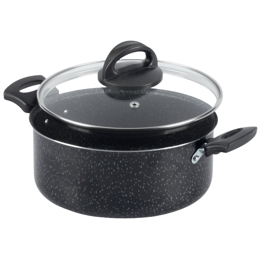 Panela Caçarola Antiaderente Tampa Vidro 20Cm 2L Preto Nacional