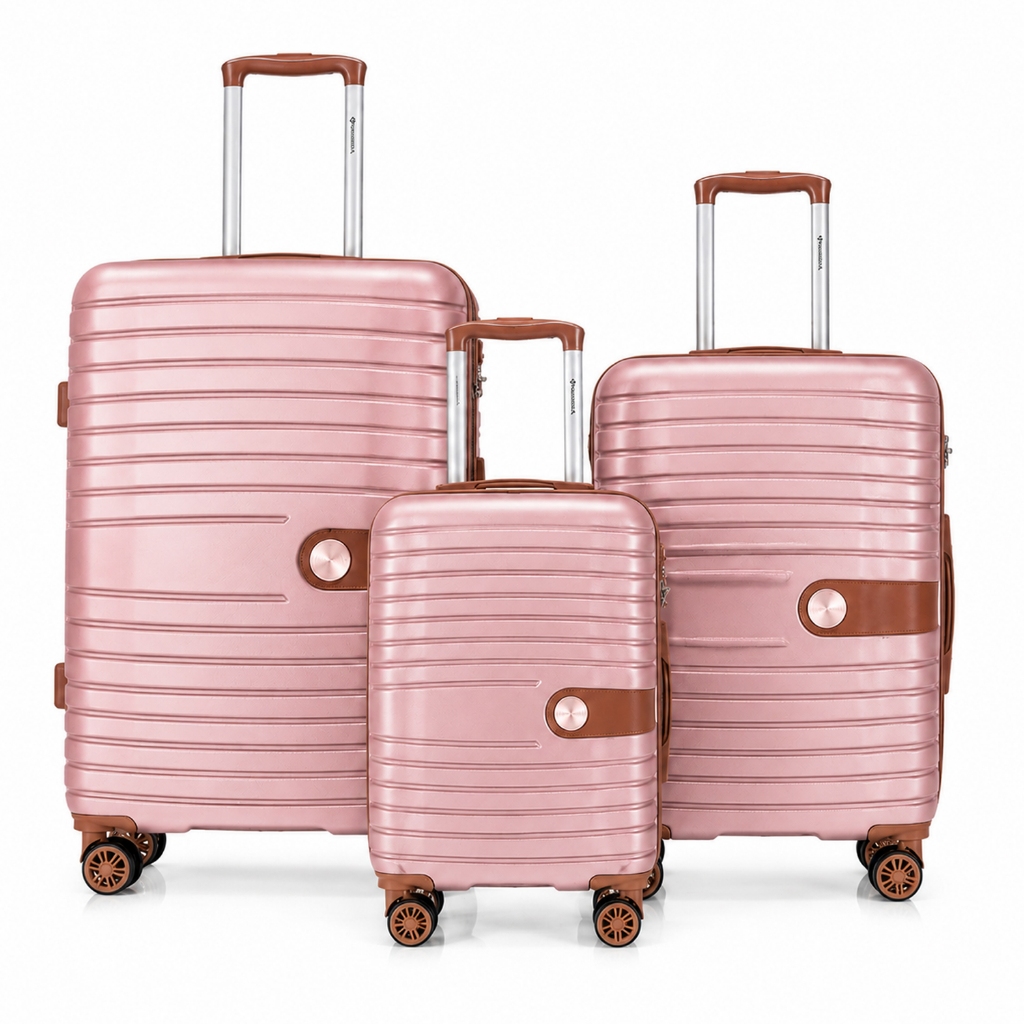 Kit 3 Malas de Viagem P M G Bordo Primicia ANAC com Cadeado TSA Rodinhas 360° ABS Resistente Rígida