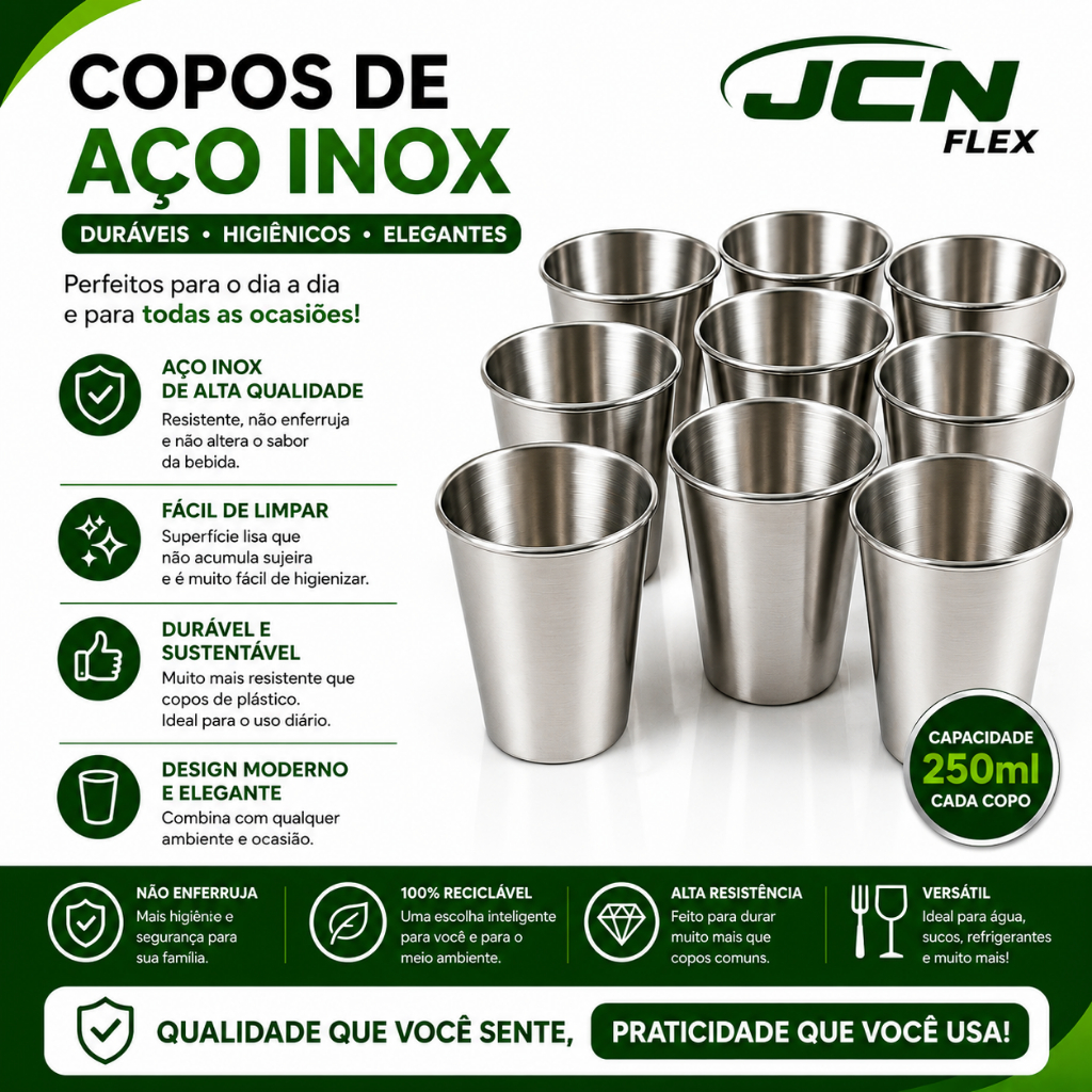 Kit 50 Copo Alumínio 250ml Leite Café Cerveja Chop Bar Festa