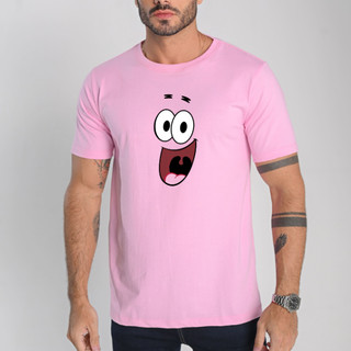 Camisa Masculina 100% Algodão Estampada DTF Patrick Estrela Camiseta Dia a Dia
