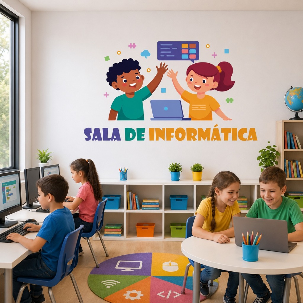 Adesivo Parede Sala De Informática Infantil Escola Kids Si3