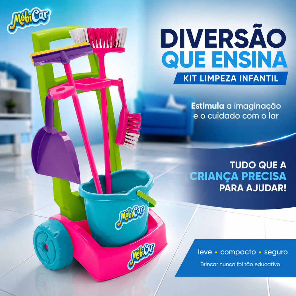 Brinquedo Infantil Faz de Conta Brincadeira Mercadinho Limpeza Praia C/ Acessórios Baldinho Cestinha