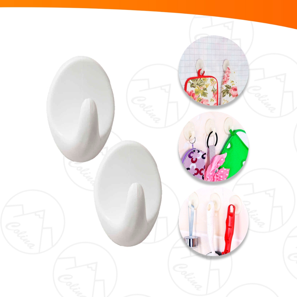 Kit 2 Ganchos Adesivos de Parede Branco Plástico Toalha Cozinha Banheiro De Tudo Store