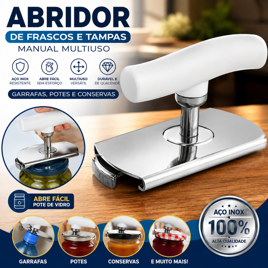 Abre Fácil Potes Vidro Conserva Abridor Manual Ajustável Tampa Pote Vidro Conserva Frasco