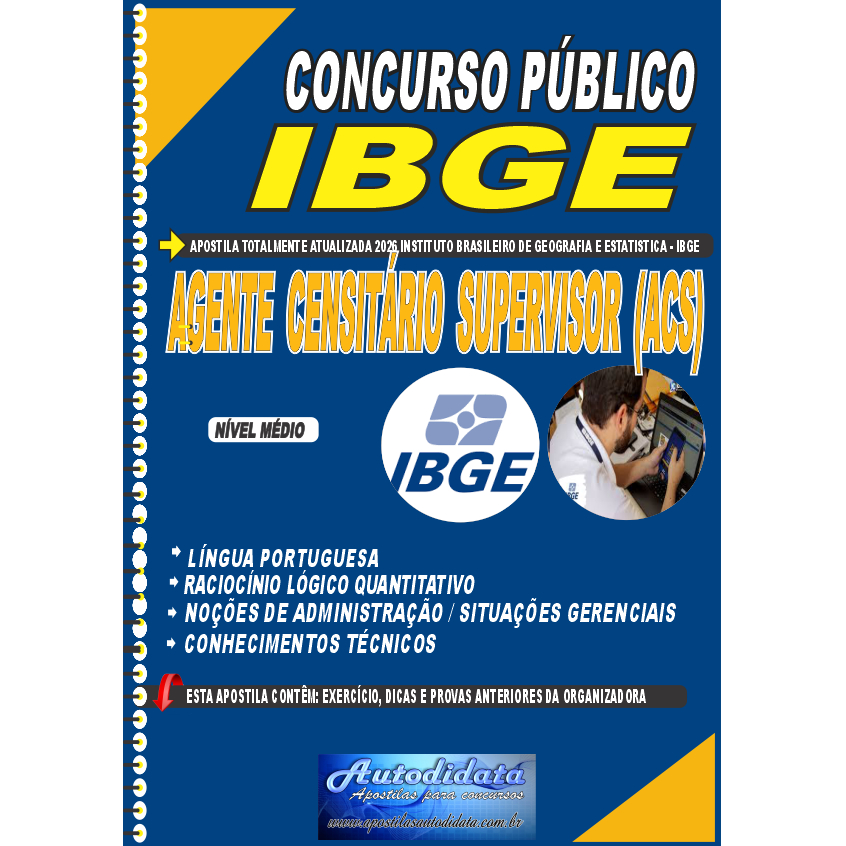Imagem Apostila impressa concurso do IBGE 2026 - Agente Censitário Supervisor (ACS)