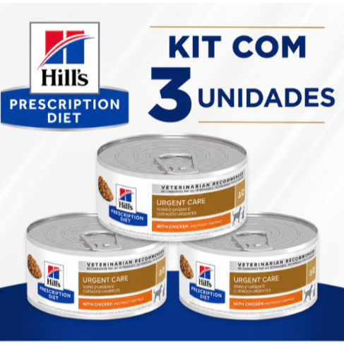 KIT 3 LATAS Ração Úmida Hill's Prescription Diet a/d Condições Críticas para Cães e Gatos - 156 g