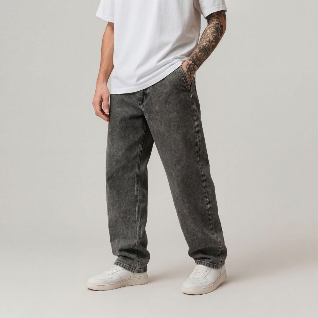 Calça Balão Jeans Masculina Grafite Marmorizada Streetwear Larga Skatista 36 ao 48