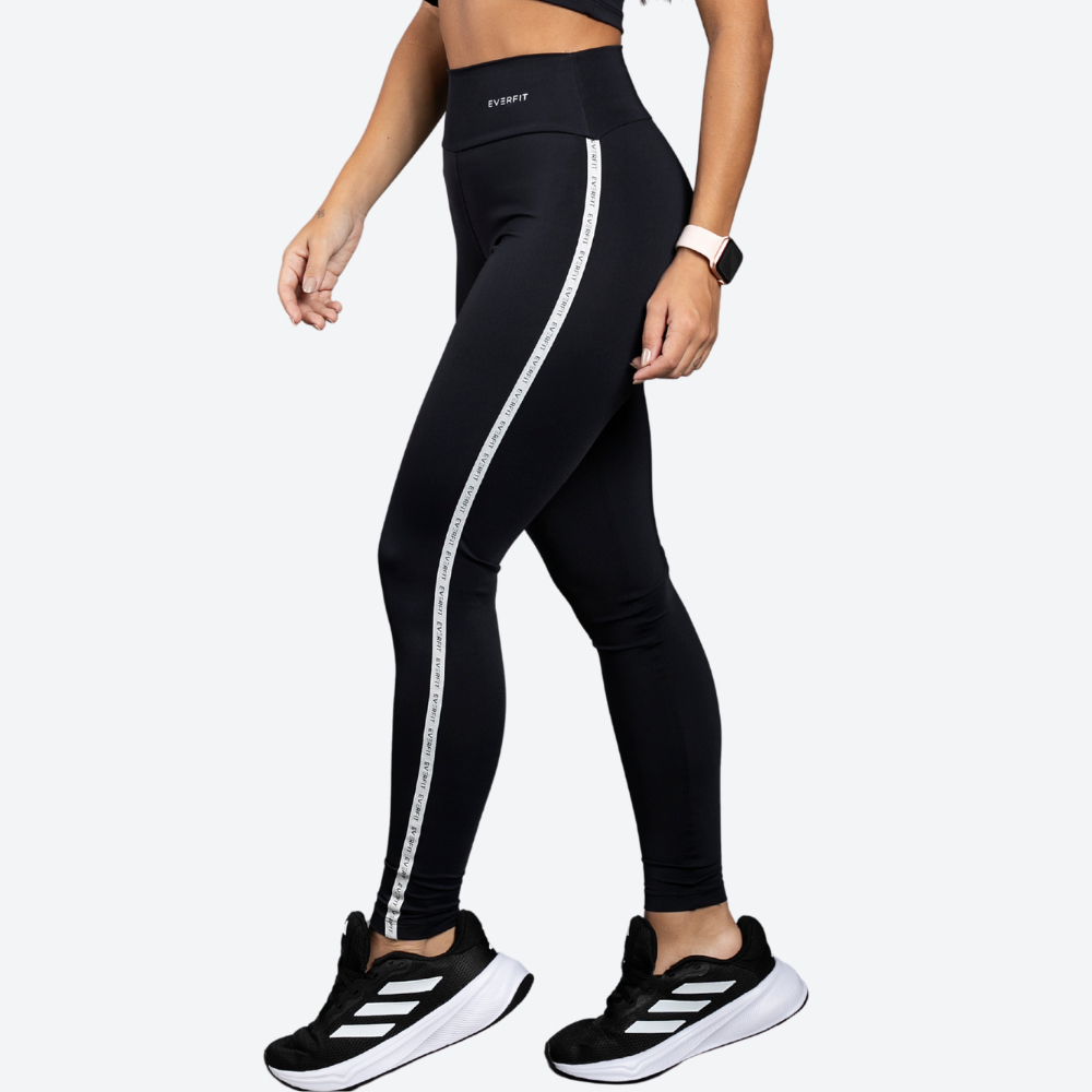 Legging Fitness Academia Corrida Treino Feminina Poliamida Cós Alto Zero Transparência Fita Everfit