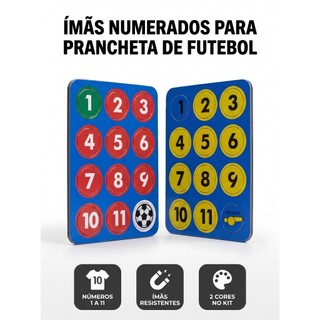 Kit Imãs Magneticos para prancheta tatica futebol 11 jogadores treinador Conjunto Numeros Botões para Prancheta Tatica