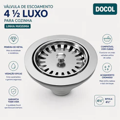 Válvula De Escoamento 4 ½ Luxo Para Cozinha Docol Massima - Original