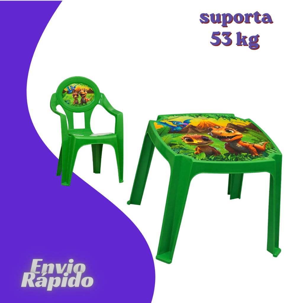 Kit Mesa e Cadeira Infantil Educativa Plastico Reforçado Mesinha Criança Para Alimentação Estudo