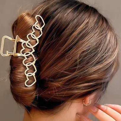 Piranha De Cabelo Metal Grande 11,5cm Prendedor De Coração Presilha Prata