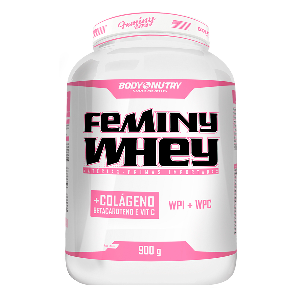 Feminy Whey 900g Energia, Definição, Recuperação Muscular, Cabelos, Unhas e Imunidade - Body Nutry