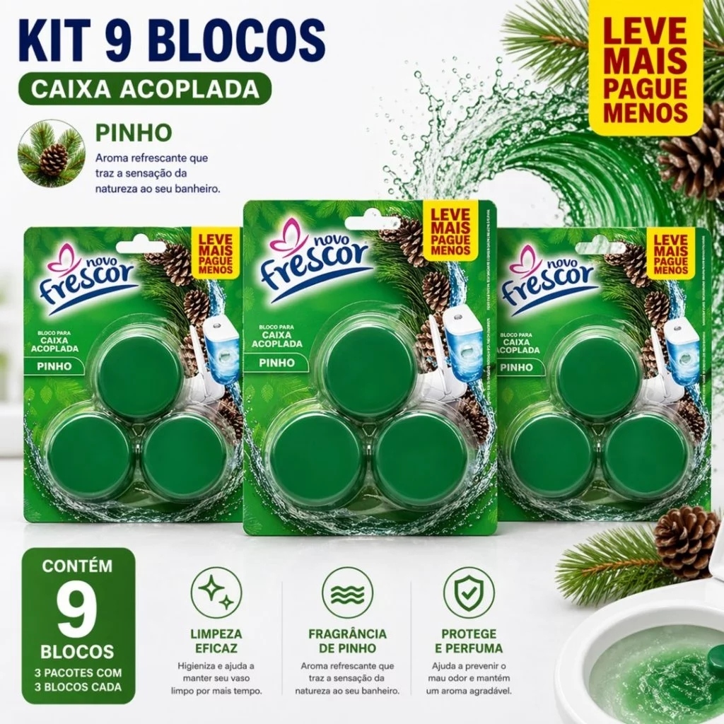 Bloco Sanitário Para Caixa Acoplada Kit 3 Ou 9 Unidades Pedra Sanitária Perfumada Cheirinho De Banheiro Aromatizador — imagem 2 de 2