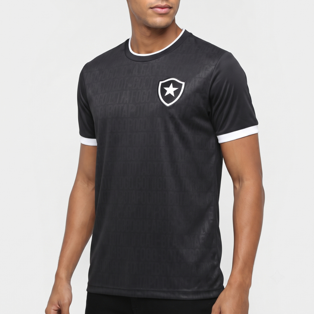 Camisa Botafogo Renascer Masculina Adulto Glorioso Oficial Licenciada Preta