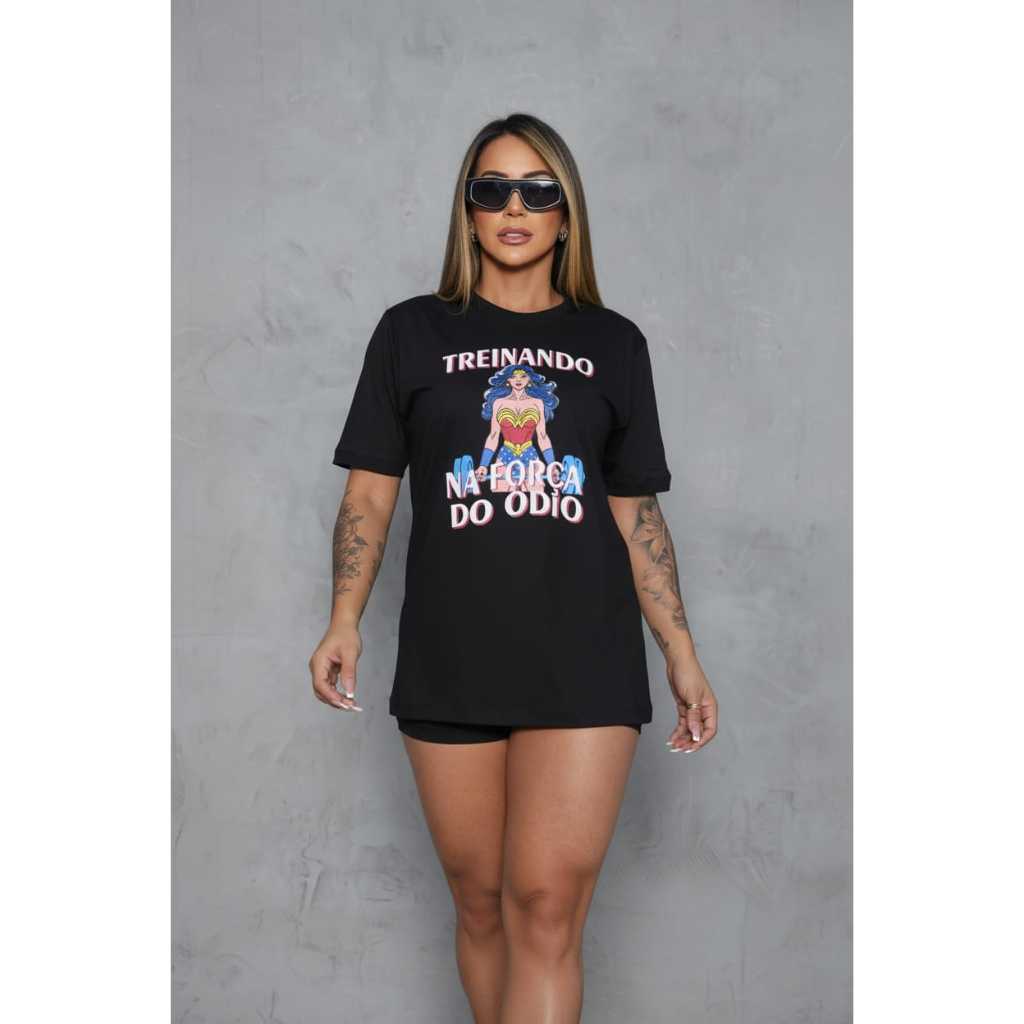 Camiseta Oversized T-shirt Feminina confeccionada 100% algodão fio 30.1 penteado