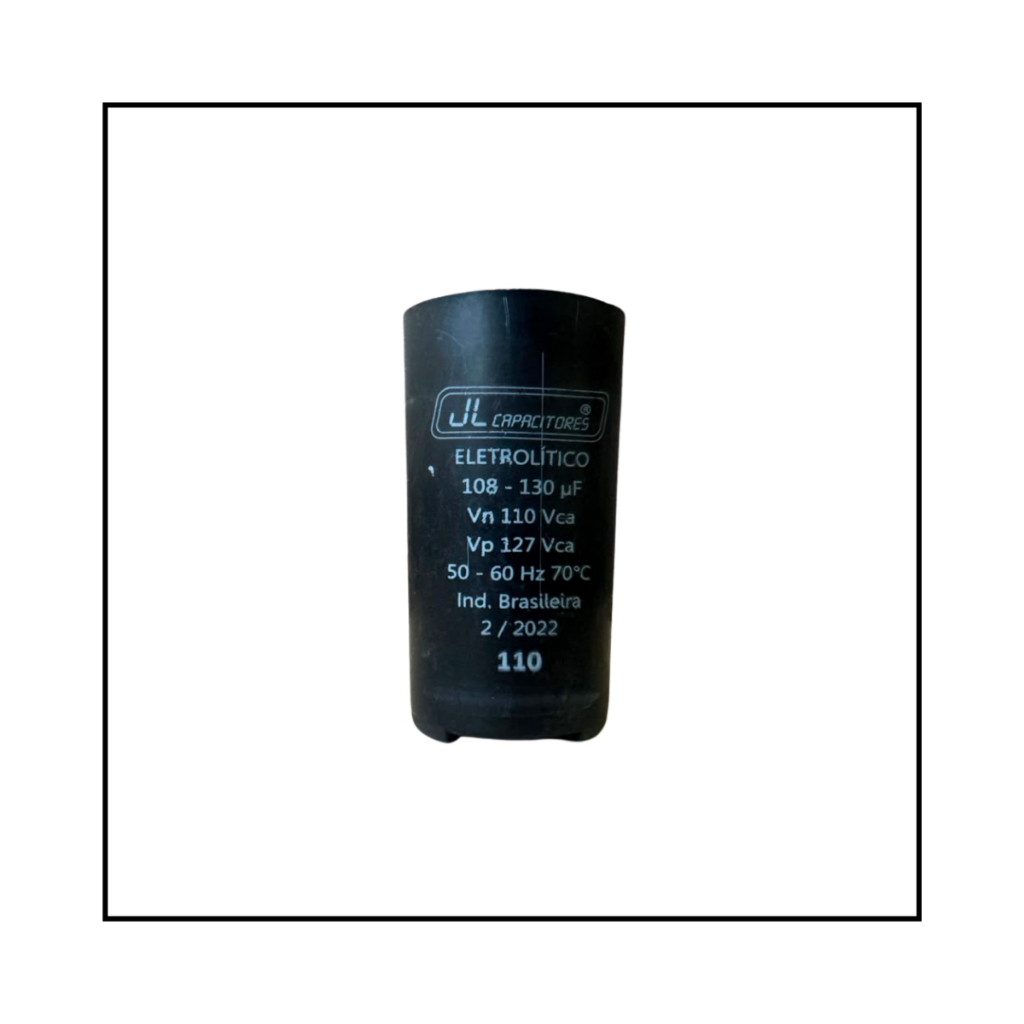 Capacitor Eletrolitico 108-130uF 110V Condensador Motores Bombas Eletrodomésticos